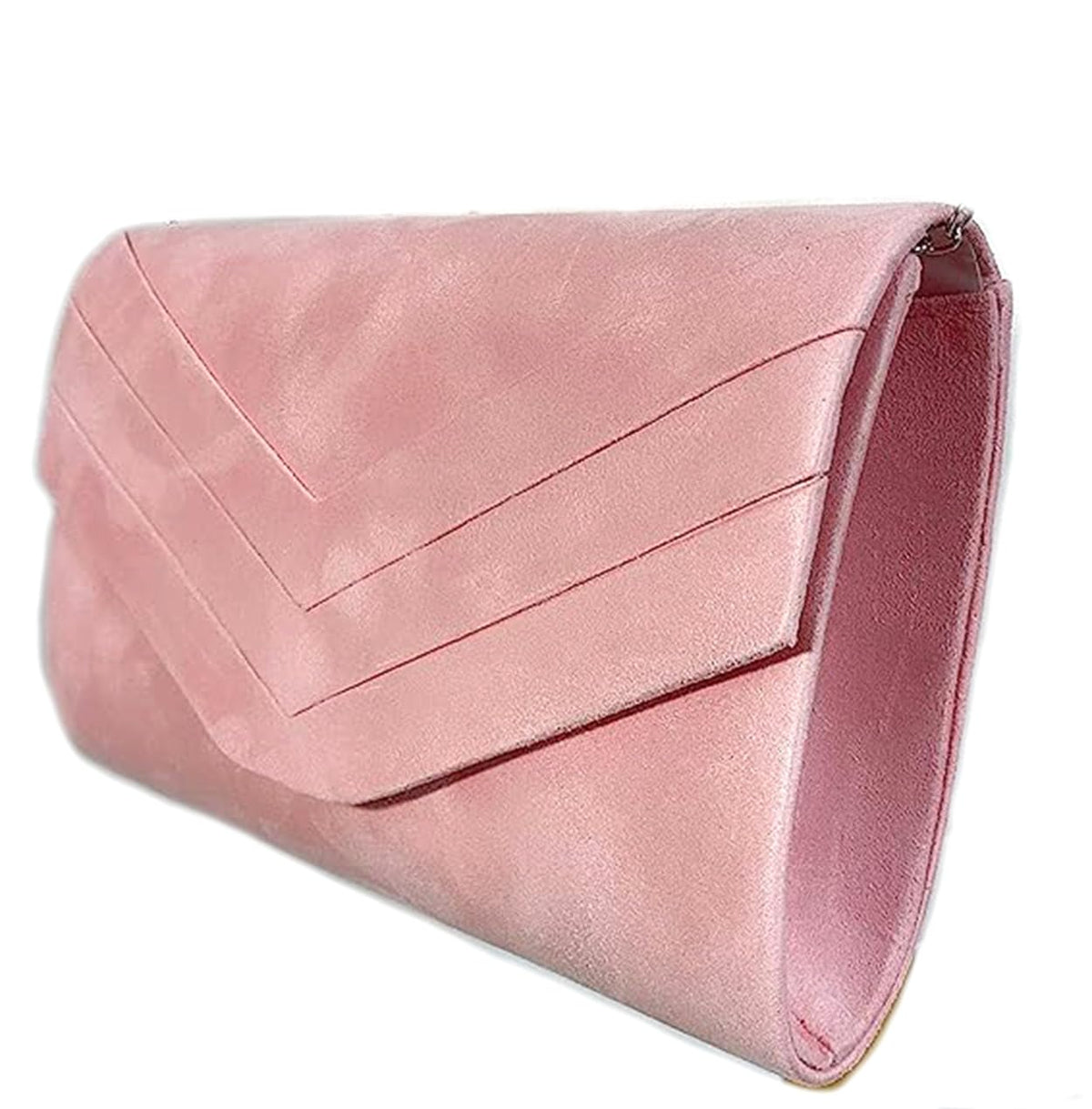 LeahWard Womens Faux Suede Leather Clutch Bag Wedding Bridal Prom Handbags 809 (Pink)