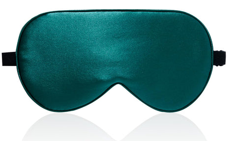 LaCourse 100% Natural Mulberry Silk Eye Mask for Sleeping with a Travel Pouch, Both Sides 19 Momme Organic Silk, Adjustable Silk Sleep Eye Mask for Women, Blackish Green