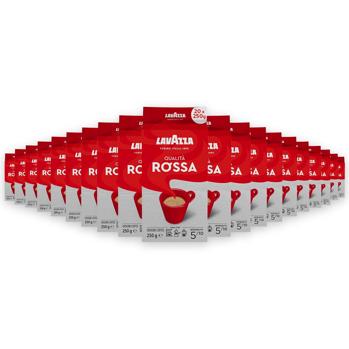 Lavazza QualitÃ  Rossa Ground Coffee, Medium Roast, 250 g Each, 20-Pack