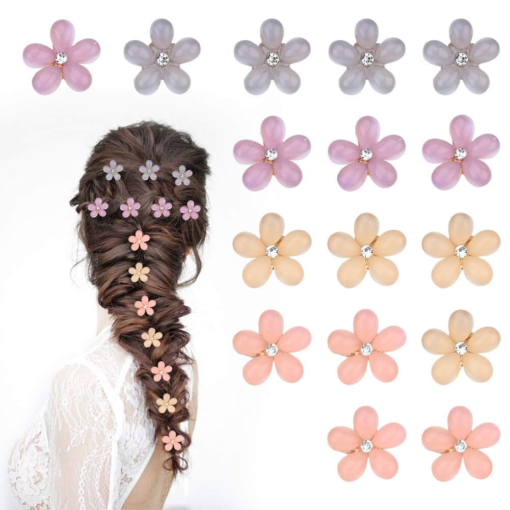 16Pcs Small Flower Hair Clips, Mini Hair Clips, Baby Hair Clips, Cute Flower Claw Clips, Flower Hair Accessories For Women Girls Baby Wedding Birthday Party Girls Photograph Daily