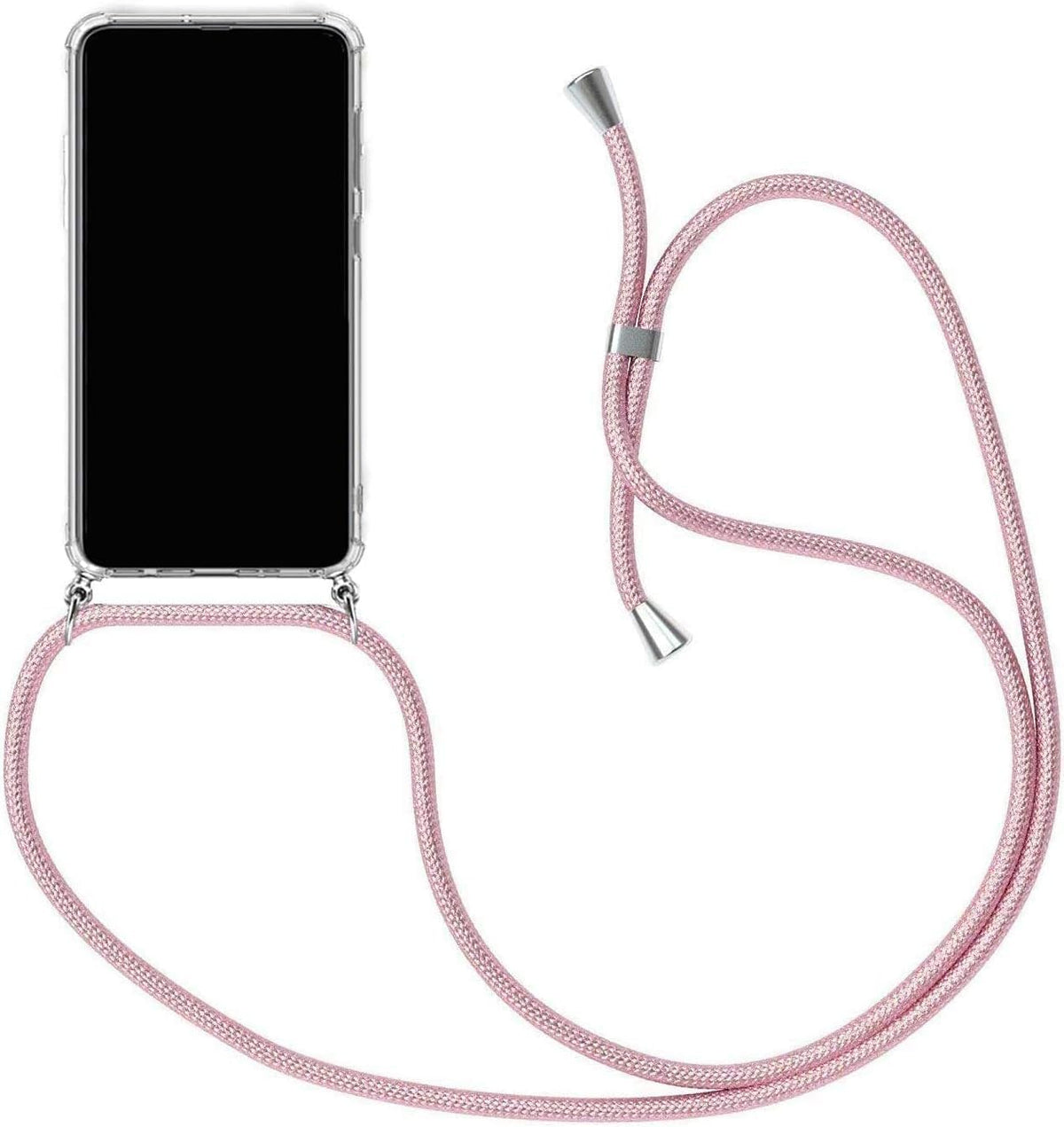 Necklace Clear Silicone Case Compatible for iPhone 16 Pro -Cover with Neck Strap Clear TPU Phone Chain Case Crossbody Necklace Cord Transparent Silicone Case, Scratch-Resistant Case,Pink