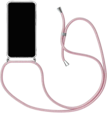 Necklace Clear Silicone Case Compatible for iPhone 16 Pro -Cover with Neck Strap Clear TPU Phone Chain Case Crossbody Necklace Cord Transparent Silicone Case, Scratch-Resistant Case,Pink