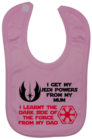 Acce Products Jedi Powers Mum Dark Side from Dad Baby Feeding Bib Touch Attached 0 to approx 3 Years - Pink