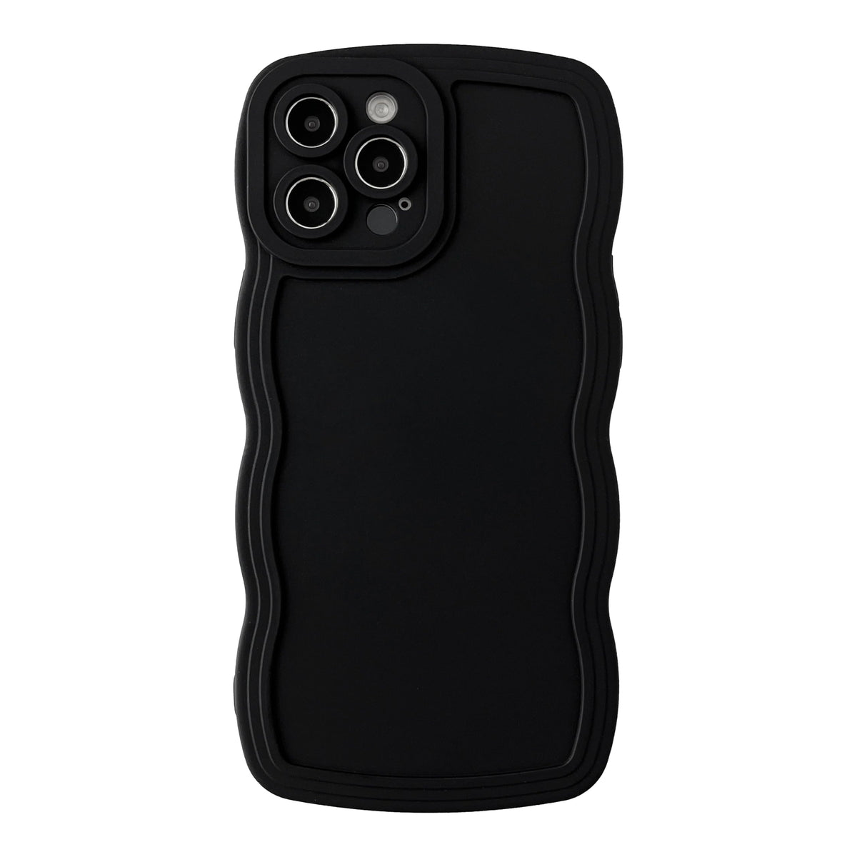 Caseative for iPhone 12 Pro Max Case, Solid Color Curly Wave Frame Soft Compatible with iPhone Case (Black,iPhone 12 Pro Max)
