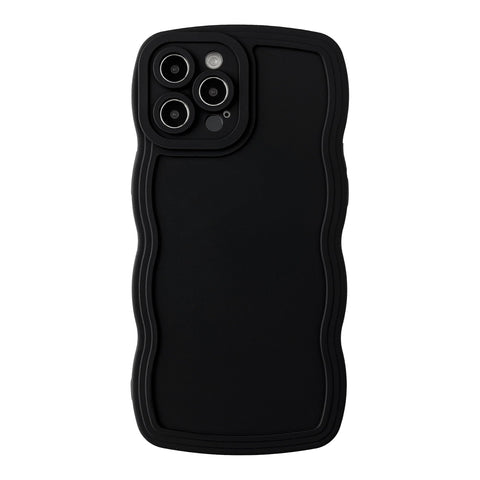 Caseative for iPhone 12 Pro Max Case, Solid Color Curly Wave Frame Soft Compatible with iPhone Case (Black,iPhone 12 Pro Max)