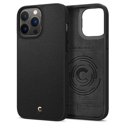 CYRILL Leather Case Compatible with iPhone 13 Pro Max Mobile Phone Case Premium Faux Leather with PC Back 4-Layer Structure Durable TPU Protective Case - Black
