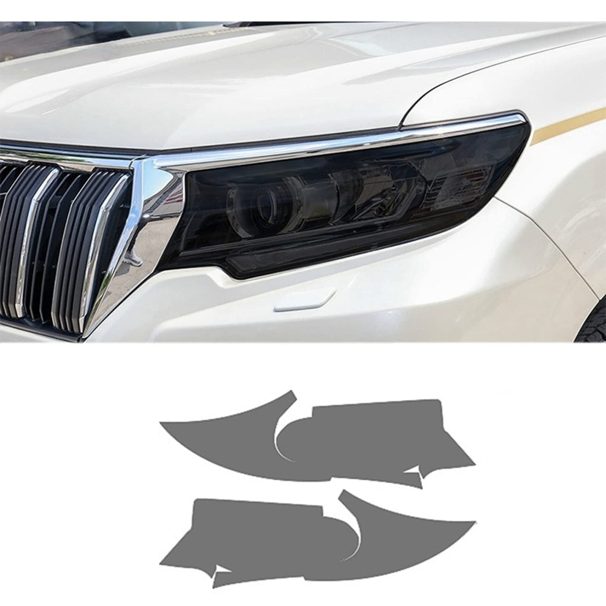 Toiumops Car Headlight Protective Film for Toyota RAV4 Corolla Camry Supra 86 Avalon Land Cruiser Prado Highland, Smoked Black TPU Sticker,for Prado 17-On