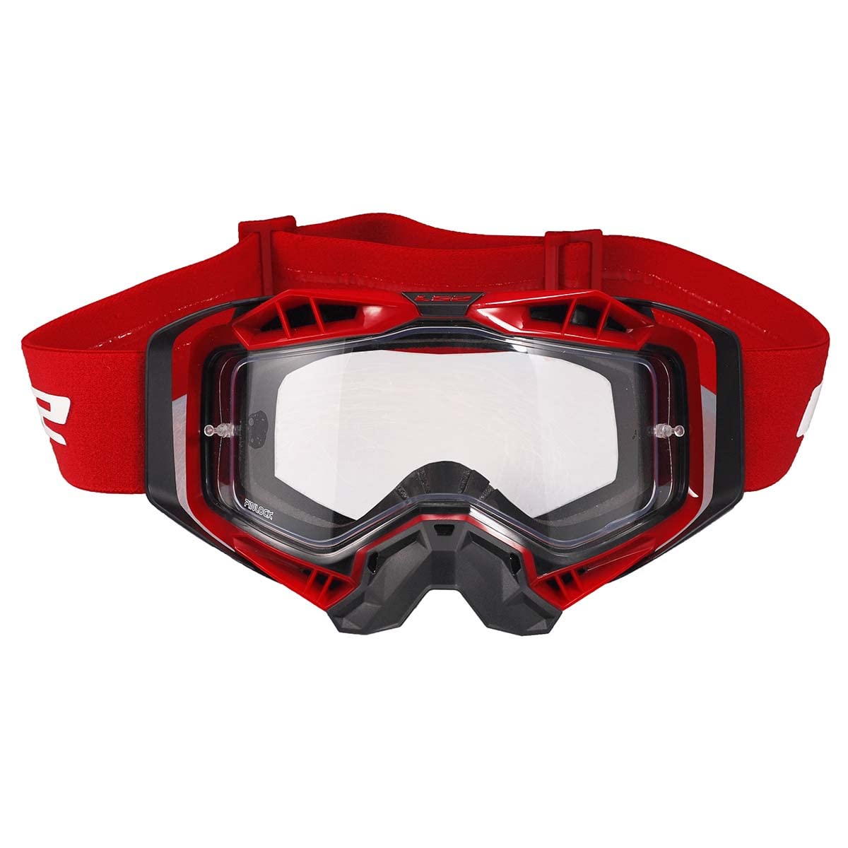 LS2 Helmets Aura Goggle (Black/Red with Clear Lens)