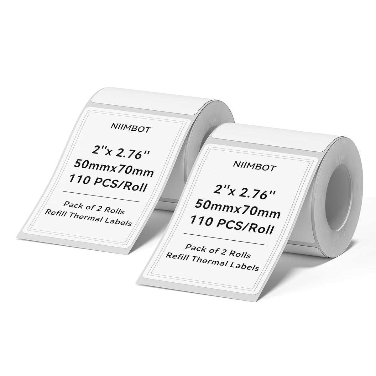 NIIMBOT 2 Rolls Labels for B1 B21 B3S K3, Thermal Printer Labels 2" x 2.76"?50x70mm), Thermal Label for Logo/Jar Label/Barcode/Address Label/Stickers