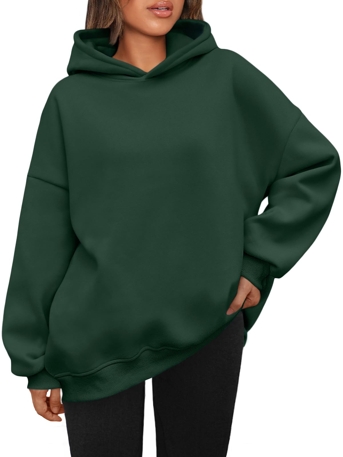 AUTOMET Womens Oversized Hoodies Fleece Sweatshirts Hooded Pullover 2024 Fashion Fall Clothes Trendy Outfits Winter Sweater Darkgreen