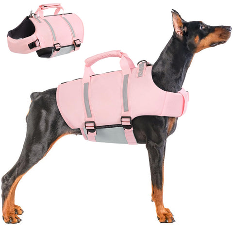 AOFITEE Dog Life Jacket Large, XL Dog Life Vest for Swimming, XL Dog Swim Vest, High Buoyancy Dog Float Life Preserver with Rescue Handle and Zipper, Adjustable Dog Swimming Vest for Large Dogs