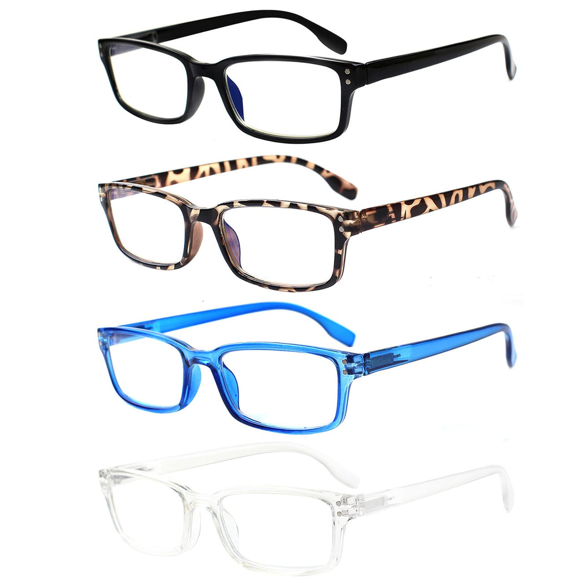 Kerecsen 4 Pack Reading Glasses for Women/Men Spring Hinges Readers Glasses Lightweight Eyeglasses (4 Pack Mix Color, 2.25, diopters)