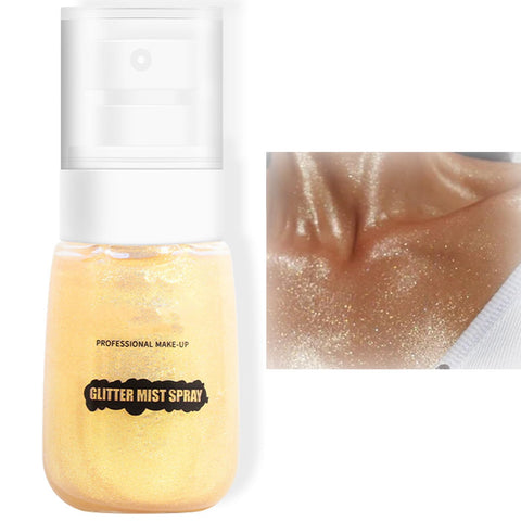 Body Glitter Spray, Face Glow Illuminator, Shimmer& Sparkle Make Up, Moisturizing Glow Drops, Highlighter with Light Fragrance,Face & Body Glitter Spray Non-sticky Moisturizing Body Highlighter(50ml)