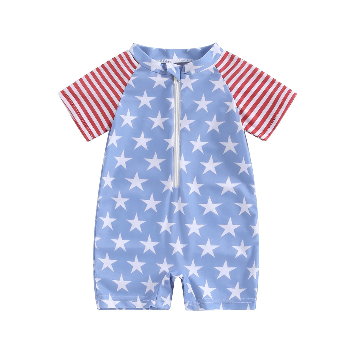 Socutebabe Toddler Infant Baby Boys Girl Swimsuit Kids Rash Guard One Piece Newborn Zipper Bathing Suit Swimwear with Hat (ww-red Blue,18-24 Months)
