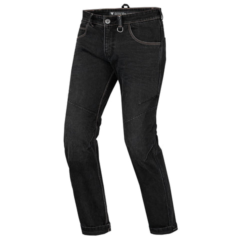 SHIMA Devon Motorcycle Jeans - Ventilated Elastic Slim Fit Riding Trousers Mens with FiberQL Reinforcements, CE Knee and HIPS Protectors (Men, Black, 34)
