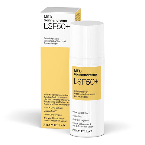 Phametra MED Sun Cream SPF 50+ | Very High Protection for Allergy and Sensitive Skin | No Octocrylylene, UVA + UVB Protection | Waterproof | No Fragrances | Vegan | No Microplastic | 50 ml
