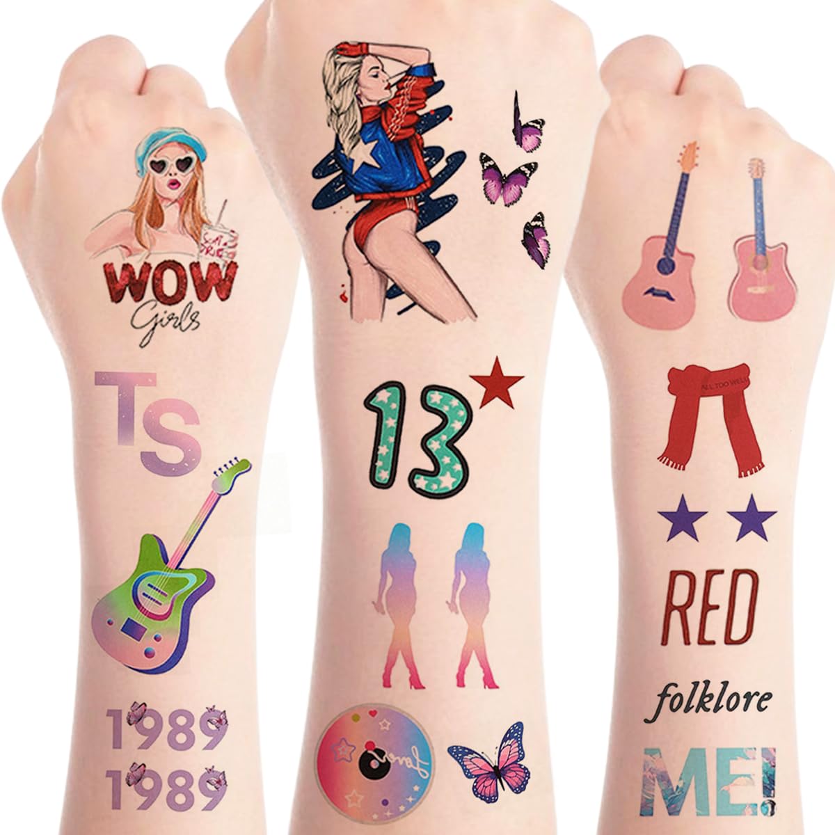 Generic 5 Sheets TS Temporary Tattoos for Fans Concerts Number 13 Face Tattoo Stickers Music Party Favor Party Supplies Birthday Party Decorations Gifts for Girls Women Kids Boys Adults