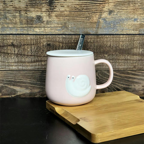TOXVEK Snail Ceramic Mug Embossed Snail Office Coffee Mug 400Ml