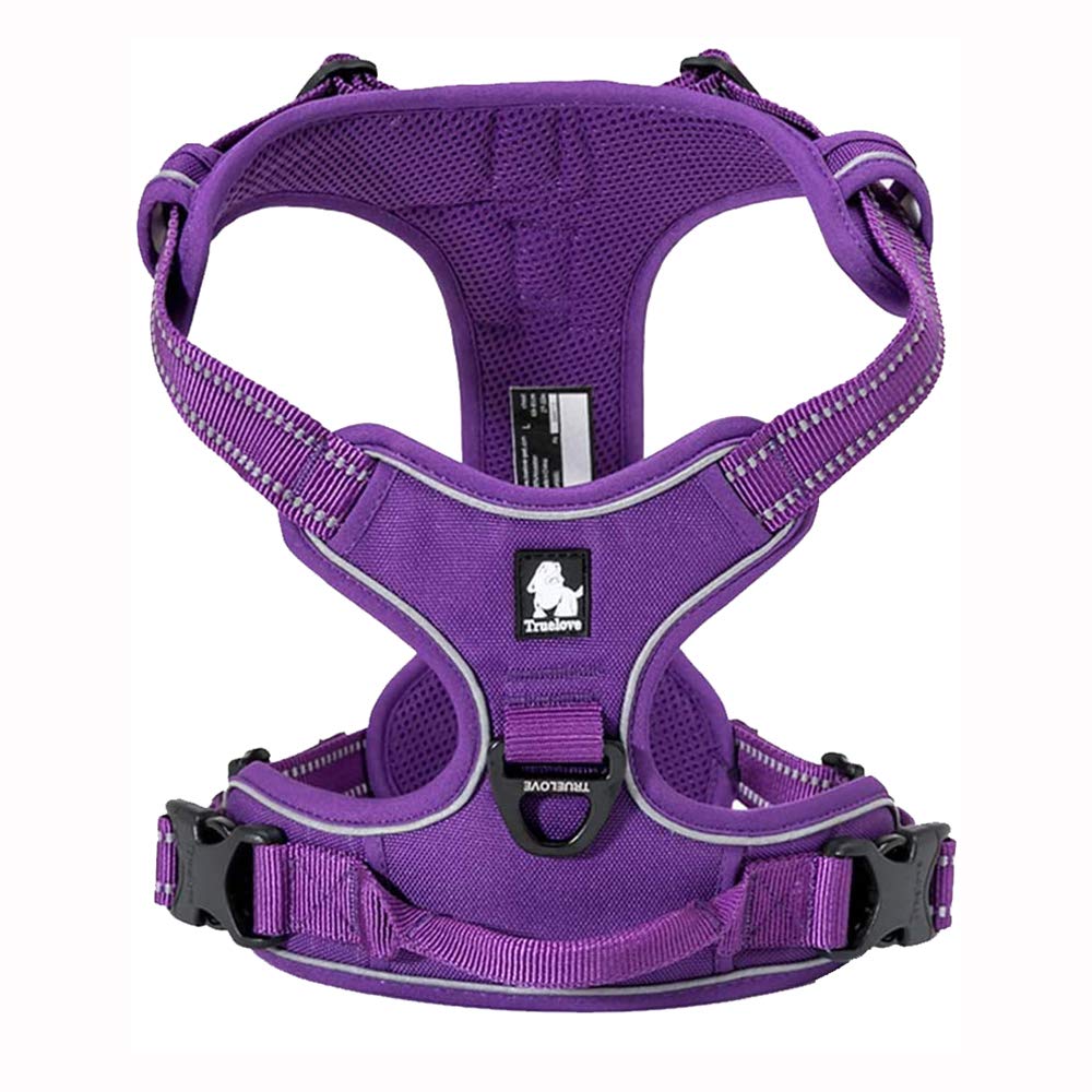TrueLove Dog Harness TLH5651 No-pull Reflective Stitching Ensure Night Visibility, Outdoor Adventure Big Dog Harness Perfect Match Puppy Vest Now Available (Purple,L)