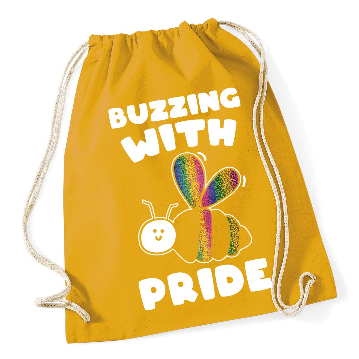 Hippowarehouse Buzzing with pride - Bee Drawstring Cotton School Gym Bag 37cm x 46cm, 12 litres