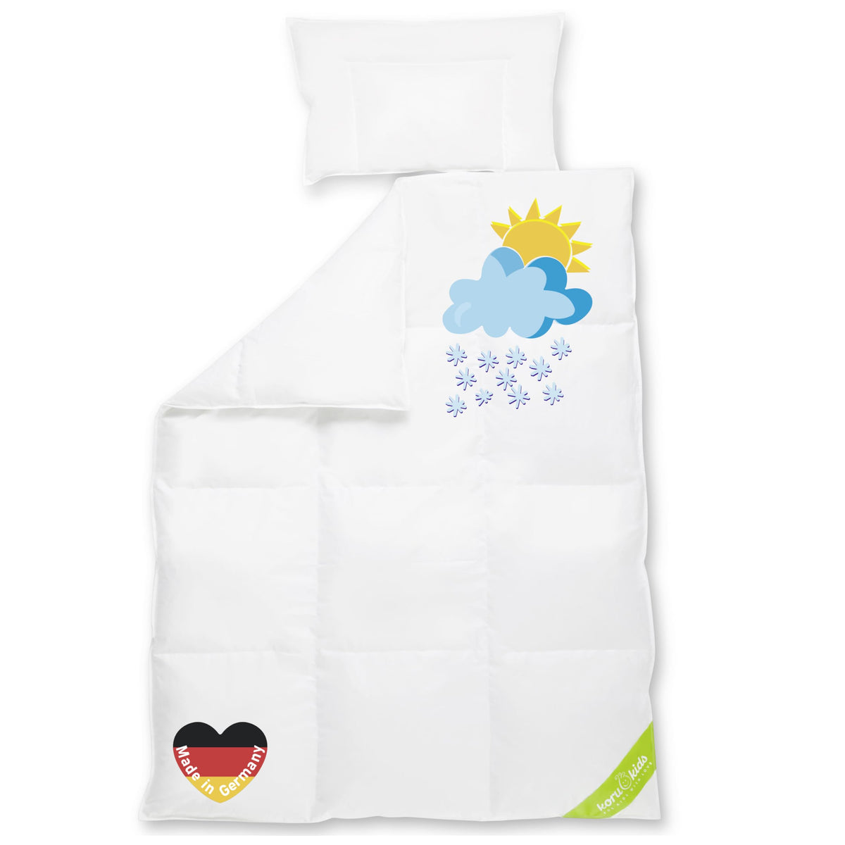Koru Kids Children Single Duvet and Pillow Set - 100 x 135 cm with Pillow 40 x 60 cm -100% down - for baby children - Made in Germany