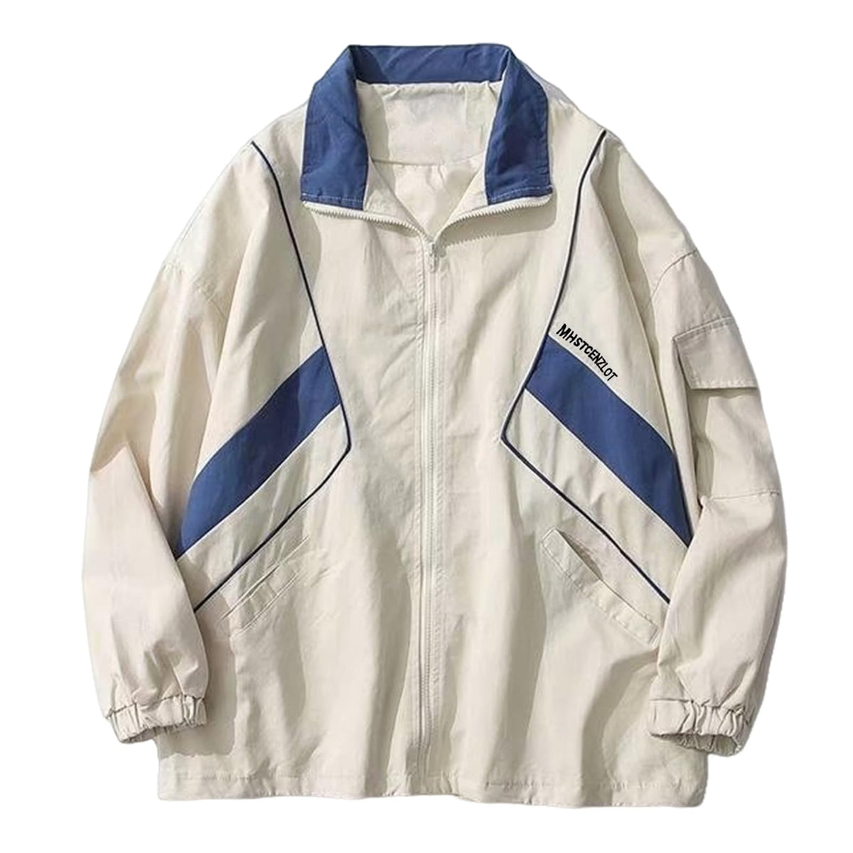 Wyeysyt Women's Windbreaker Jacket Zip Up Lightweight Y2k Jacket Varsity Oversized Sport Jacket Y2k Clothing Outerwear(02White-L)