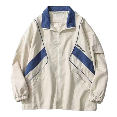 Wyeysyt Women's Windbreaker Jacket Zip Up Lightweight Y2k Jacket Varsity Oversized Sport Jacket Y2k Clothing Outerwear(02White-L)
