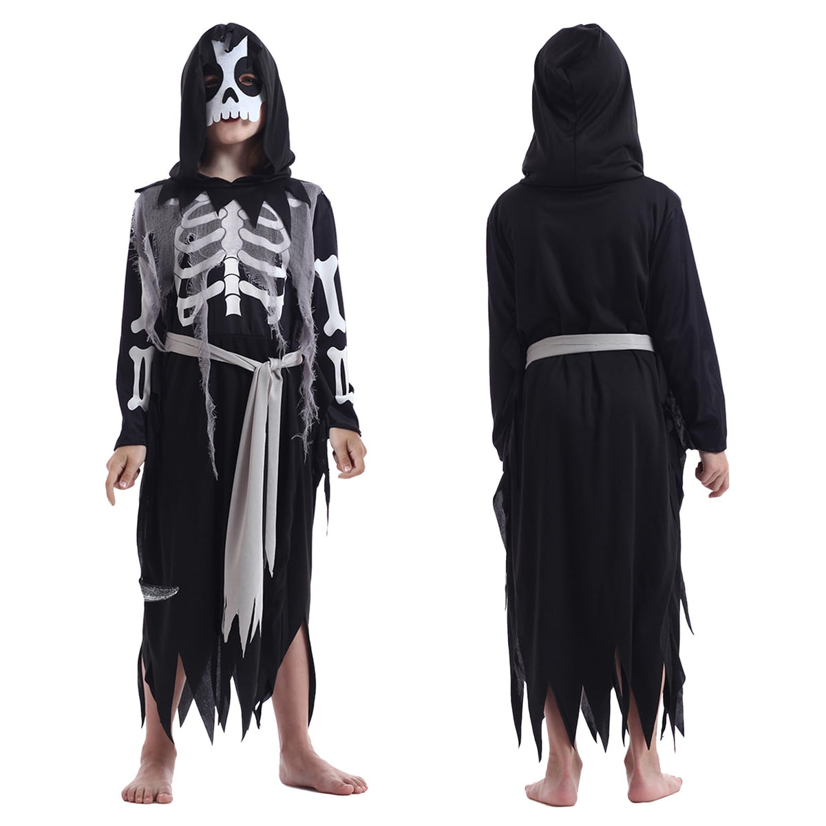 Bseical Halloween Costumes for Boys,Halloween Fancy Dress Costume,Children's Skeleton Dress up Outfit with Mask,For Costume Carnival Theme Party Halloween (S)