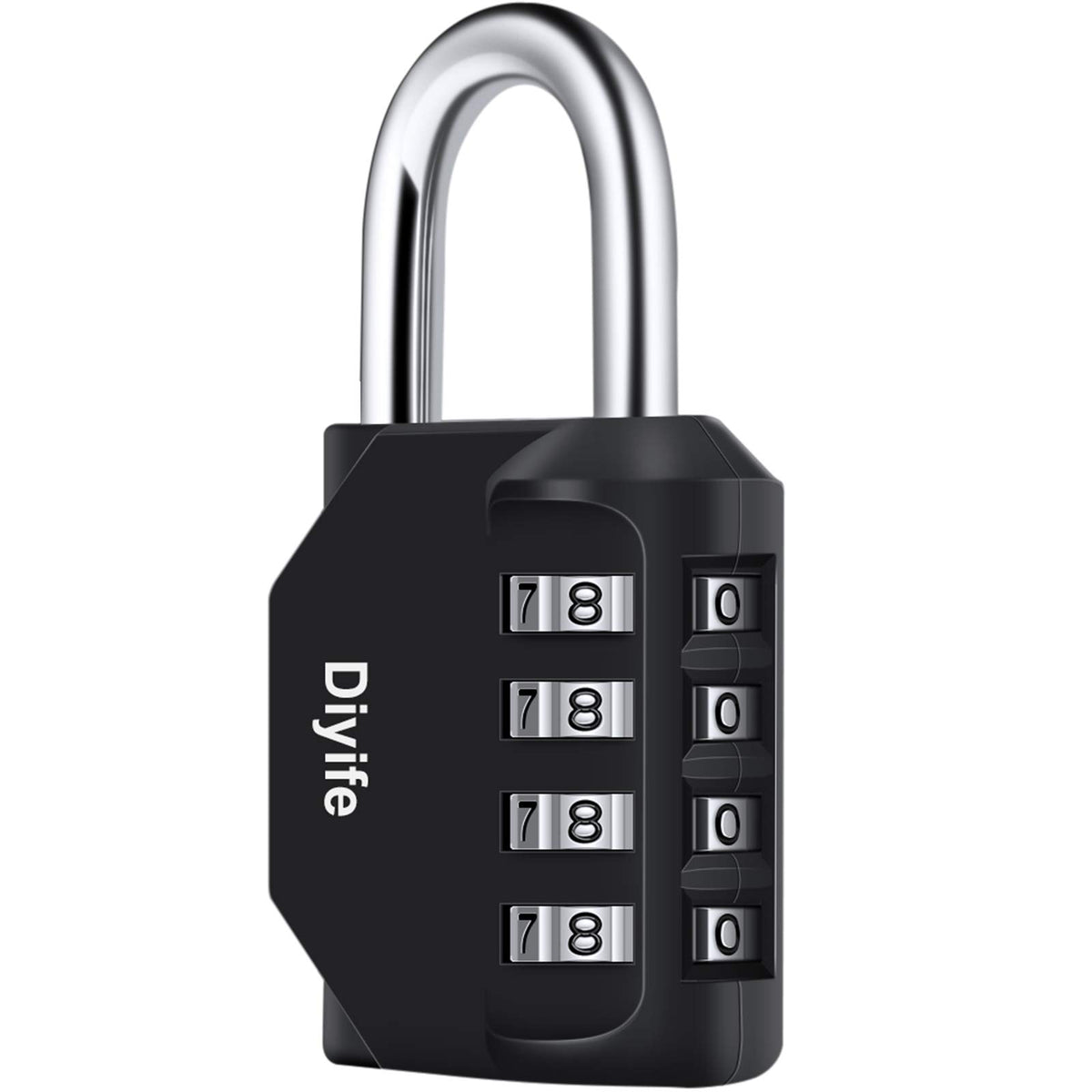 Combination Padlock, Diyife Heavy Duty 4 Digit Padlock Weatherproof Outdoor Locker Padlock for School Gym Locker, Shed, Fence, Hasp, Garage, Gate, Toolbox, Door (Black)