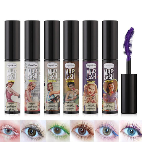 6 Color Mascara Waterproof Fast Dry Eyelashes Curls Extension Make-Up Eyelashes Blue Green Purple Black White Brown Mascara for Women Cruelty Free Vegan Eye Makeup