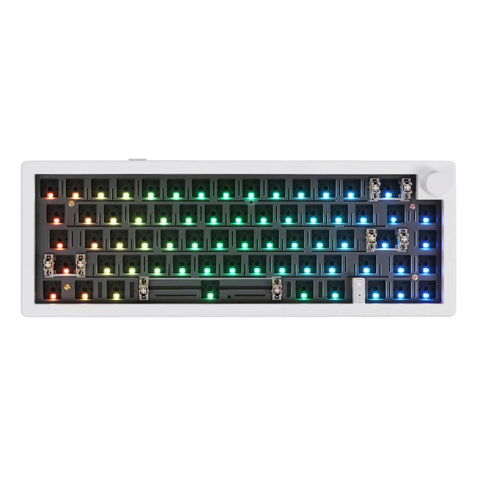 EPOMAKER EK68 65% Bluetooth Gaming Keyboard DIY Kit, Hot Swappable Gasket Mount PCB Mounting Plate Mechanical keyboard with South-facing LEDs, Triple Mode, VIA Programmable for Win/Mac (White)