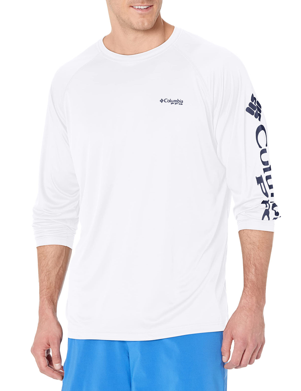 Columbia Men's Terminal Tackle Long Sleeve Shirt, White/Nightshade Logo, XLT