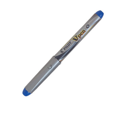 Pilot VPen Disposable Fountain Pen Silver Barrel 0.58 mm Tip - Blue, Single Pen