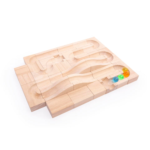 Guidecraft Unit Block Marble Run - 40 pc. set: Rubberwood Education Learning Blocks, STEM Toy for Girls and Boys