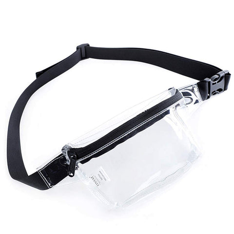 TINYAT Clear Fanny Pack Transparent Women Holographic Bum Bag Waterproof PVC Fashion Waist Belt Bag Sling Pocket Super Lightweight for Concerts Watching Matches Party T1952