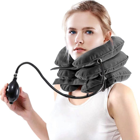 Pogcay Neck Stretcher, Neck Traction Device, Cervical Traction Device for Neck Pain Relief, Neck Brace Adjustable Inflatable Neck Stretcher, Neck Decompression Devices Home Use (Gray)