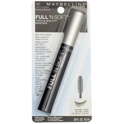 Maybelline Full 'N Soft Mascara, Very Black [301], 0.28 oz (Pack of 4)
