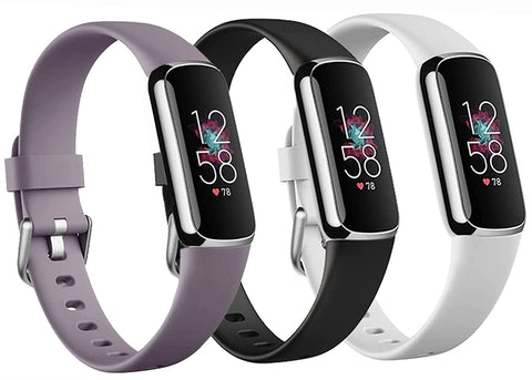 Nigaee 3 Pack Strap Compatible with Fitbit Luxe Strap, Soft Silicone Adjustable Sport Replacement Wrist Bands for Women Men, Small