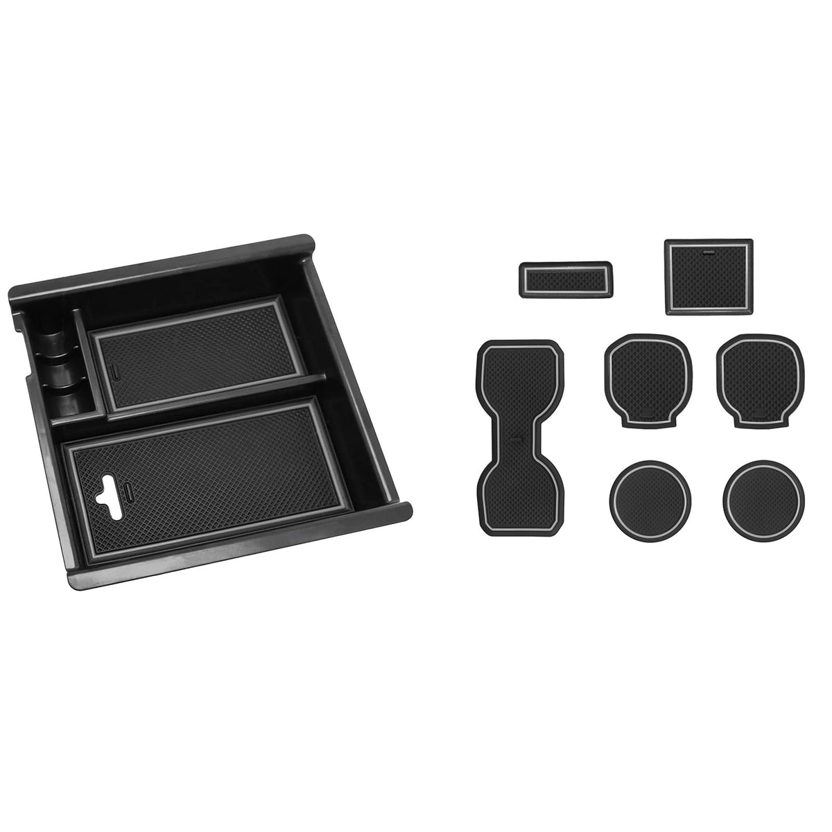 SENSHINE Center Console Organizer Tray Cup Holder Liner for Toyota Tacoma Accessories 2016-2019 2020 2021 2022 2023 Secondary Storage Armrest Box Insert Tray (Gray Trim)