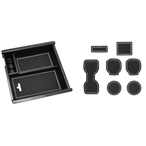 SENSHINE Center Console Organizer Tray Cup Holder Liner for Toyota Tacoma Accessories 2016-2019 2020 2021 2022 2023 Secondary Storage Armrest Box Insert Tray (Gray Trim)