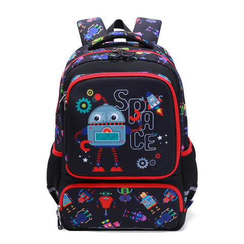 BEFUNIRISE School Backpack for Boy Girl Kids Cute Bookbag Elementary Middle17 Inch School Bag with Compartments (Robot Black)