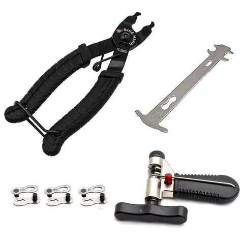 BeiLan Bike Chain Tools Set?Bike Link Plier + Chain Breaker Splitter Tool + Chain Checker + Chain Link Connector,Bicycle Chain Missing Link Opener Closer Plier Chain Cutter Wear Indicator Tool
