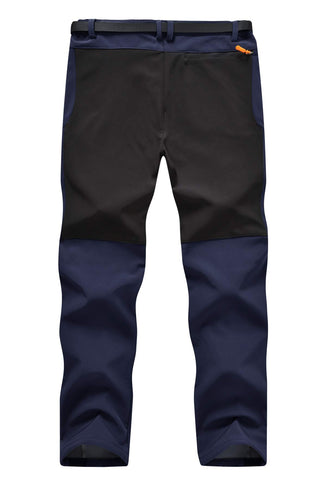 YSENTO Mens Waterproof Hiking Walking Trousers Winter Thermal Fleece Lined Softshell Ski Outdoor Camping Trouser with Belt(01navy,L)