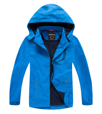 LOKTARC Boys Girls Rain Jacket for Kids Lightweight Waterproof Hooded Raincoats Blue 9-10 Years/Size 140