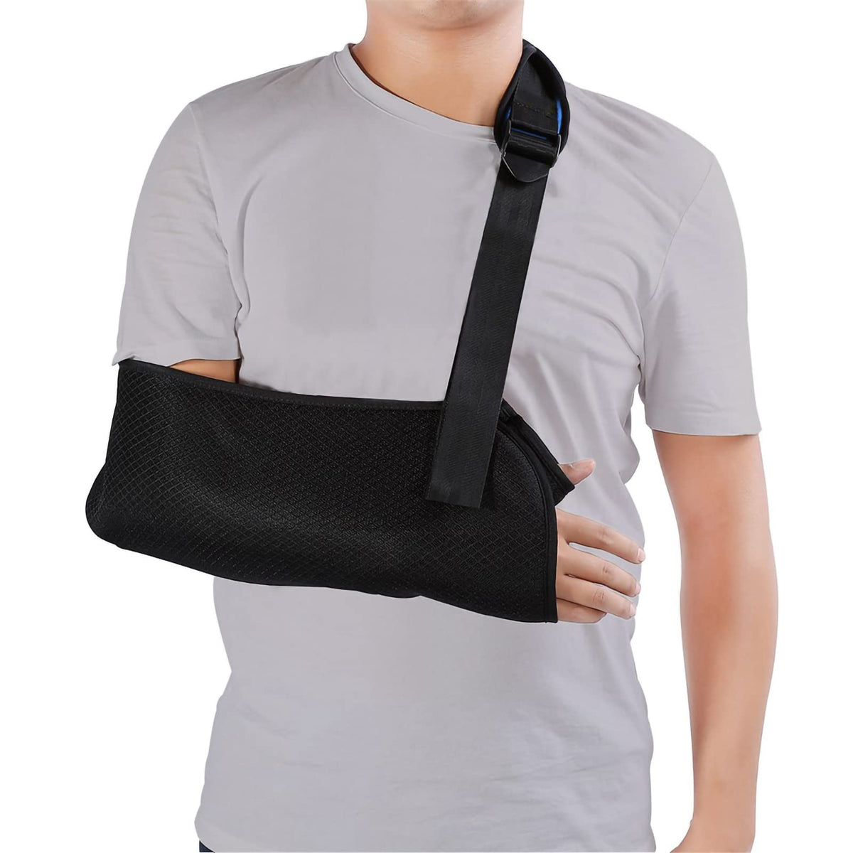Joyzan Arm Sling, Lightweight Medical Sling Nylon Shoulder Sling Adjustable Soft Arm Immobilizer Sling Pad with Waist Strap for Broken Fractured Bones Adults Unisex