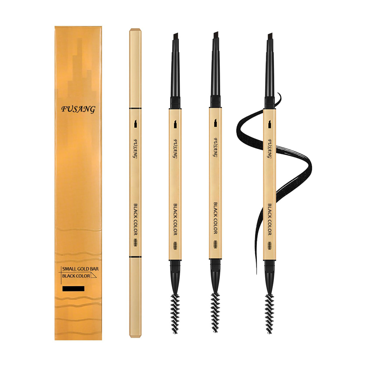 3 Pcs Waterproof Eyebrow Pencil Eyebrow Pen,Long Lasting Defines Eye Brow Pencil for Women,Dual-Sided FineTip Eyebrow Pencil Black