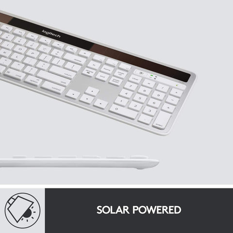 Logitech K750 Wireless Keyboard- Solar Recharging, Mac-Friendly, 2.4GHz Wireless - Silver