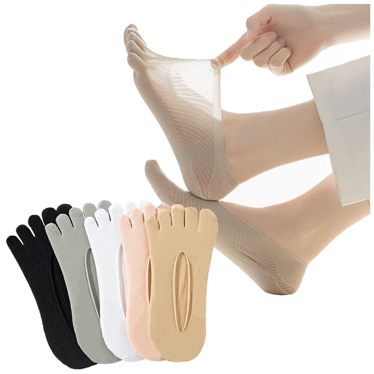 5Pairs Sockalign USA Toe Socks for Bunions, Bunion Relief Socks Women, Bunion Socks for Women, Compression Toe Socks