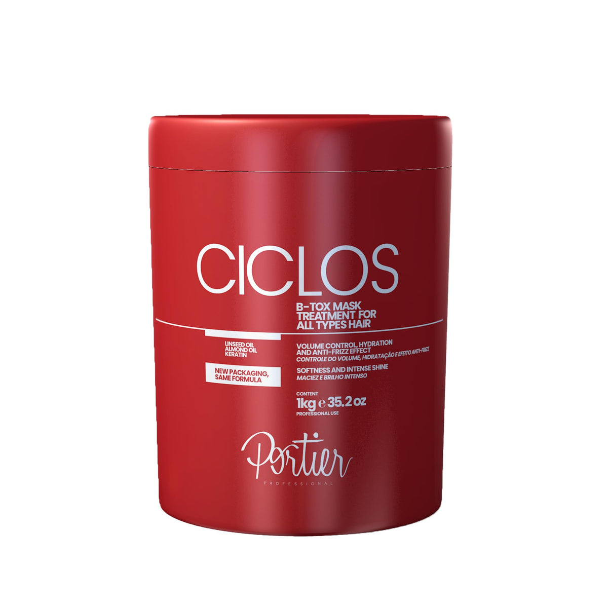Portier Ciclos B-Tox Hair Mask for Dry Damaged Hair with Reconstructive Capillary Sealing, Deep Conditioning Color Treated Support, Anti-Frizz Volume Control, 35.2 fl. oz. / 1kg