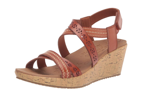 Skechers Women's Beverlee-Delicate Glow Wedge Sandal, Luggage, 9